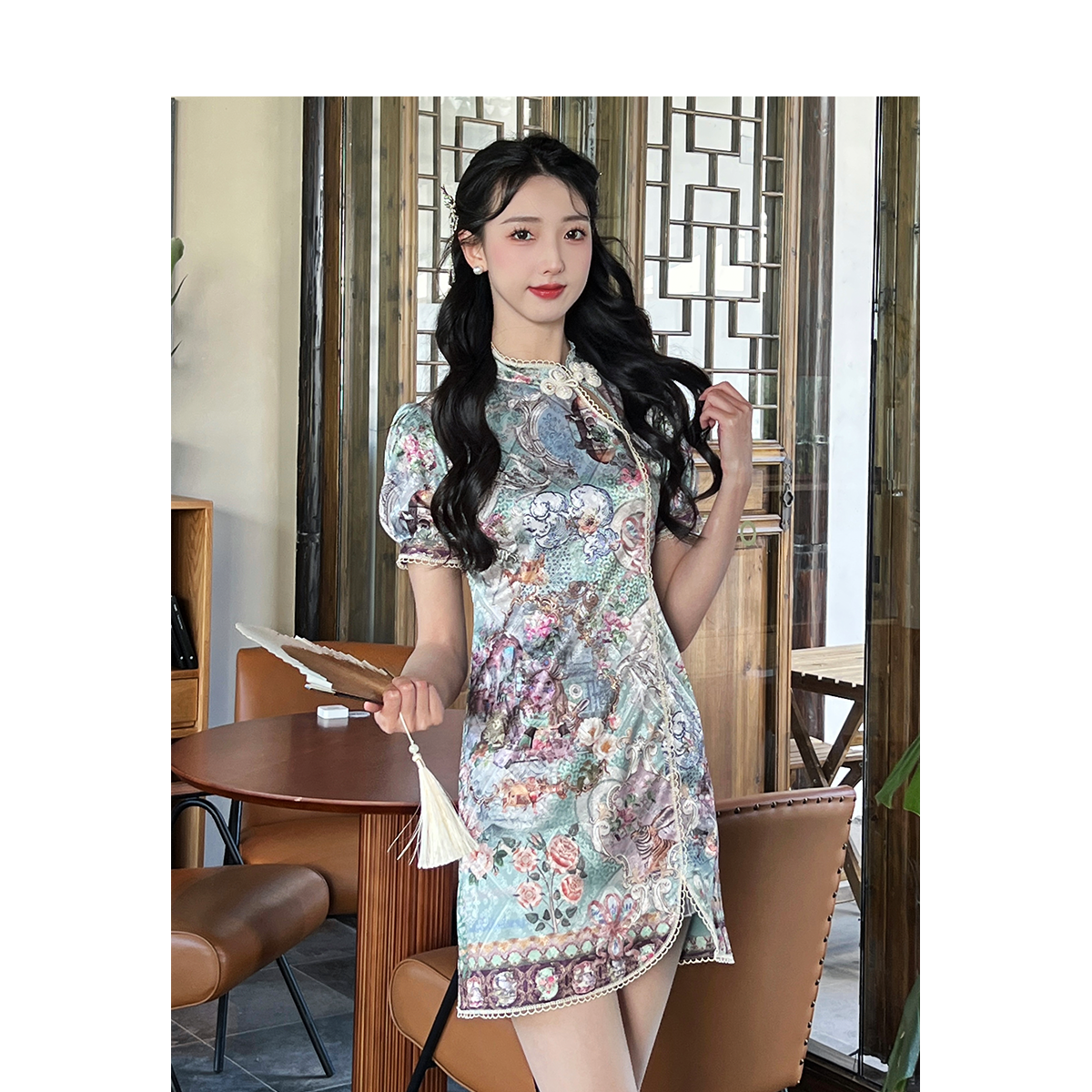 夏季lulualways收腰新中式连衣裙