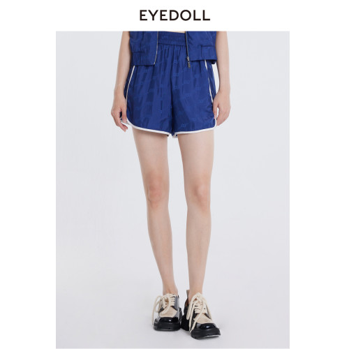 EYEDOLL夏季航海青春时尚松紧腰高腰休闲裤短裤女