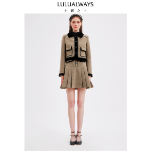 外套 富家千金洋气名媛翻领丝绒短款 LULUALWAYS我爱露露25秋季 新款