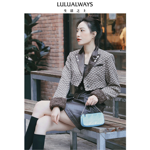 LULUALWAYS我爱露露新款时尚复古高腰毛呢粗纺短款外套