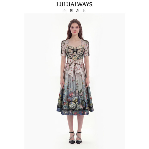 LULUALWAYS【商场同款】26夏季新款公主日记-多瑙河畔-浪漫连衣裙