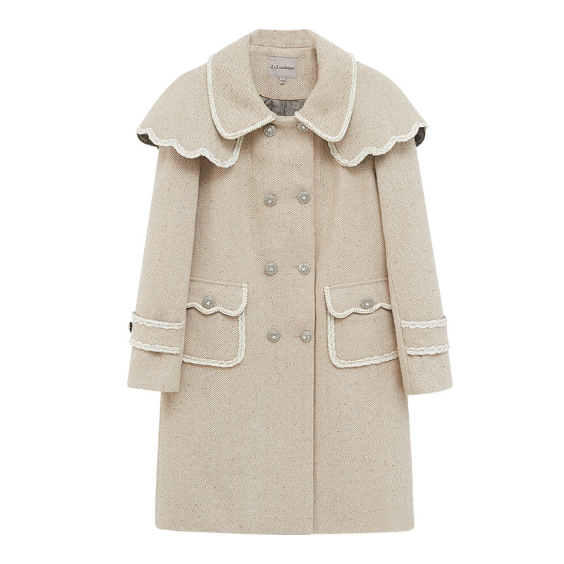 复古中长款毛呢外套lulualways