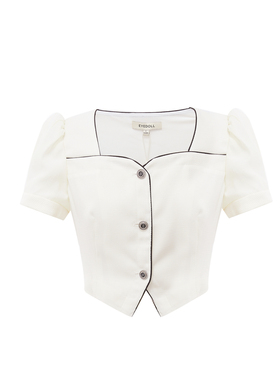 EYEDOLL夏季新款百搭甜美时髦气质白色上衣女