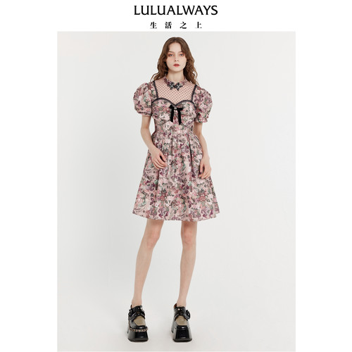 LULUALWAYS我爱露露新款优雅气质甜美温柔新中式盘扣连衣裙
