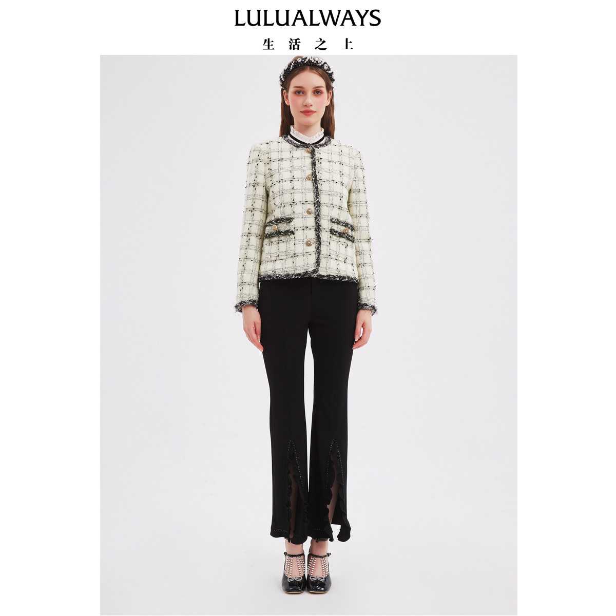 LULUALWAYS我爱露露25秋季新款轻奢气质名媛小香风短款撞色女外套