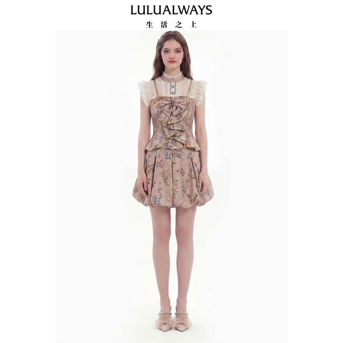 LULUALWAYS【商场同款】26夏季新款公主日记-告白花海-蝴蝶结上衣