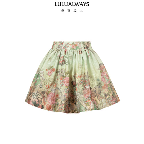 LULUALWAYS【两件礼遇】清新森系田园浪漫收腰显瘦短半身裙