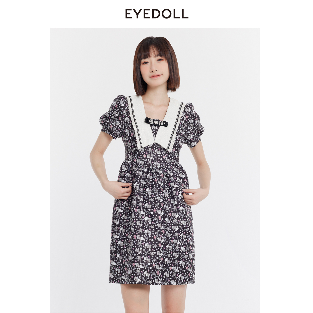 温婉风盐甜系减龄提花收腰连衣裙