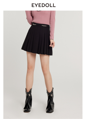EYEDOLL【商场同款】新款百搭学院气质黑色百褶裙短半裙