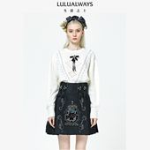 韩版 淑女镂空宽松款 镶钻针织衫 LULUALWAYS我爱露露新款 套头衫