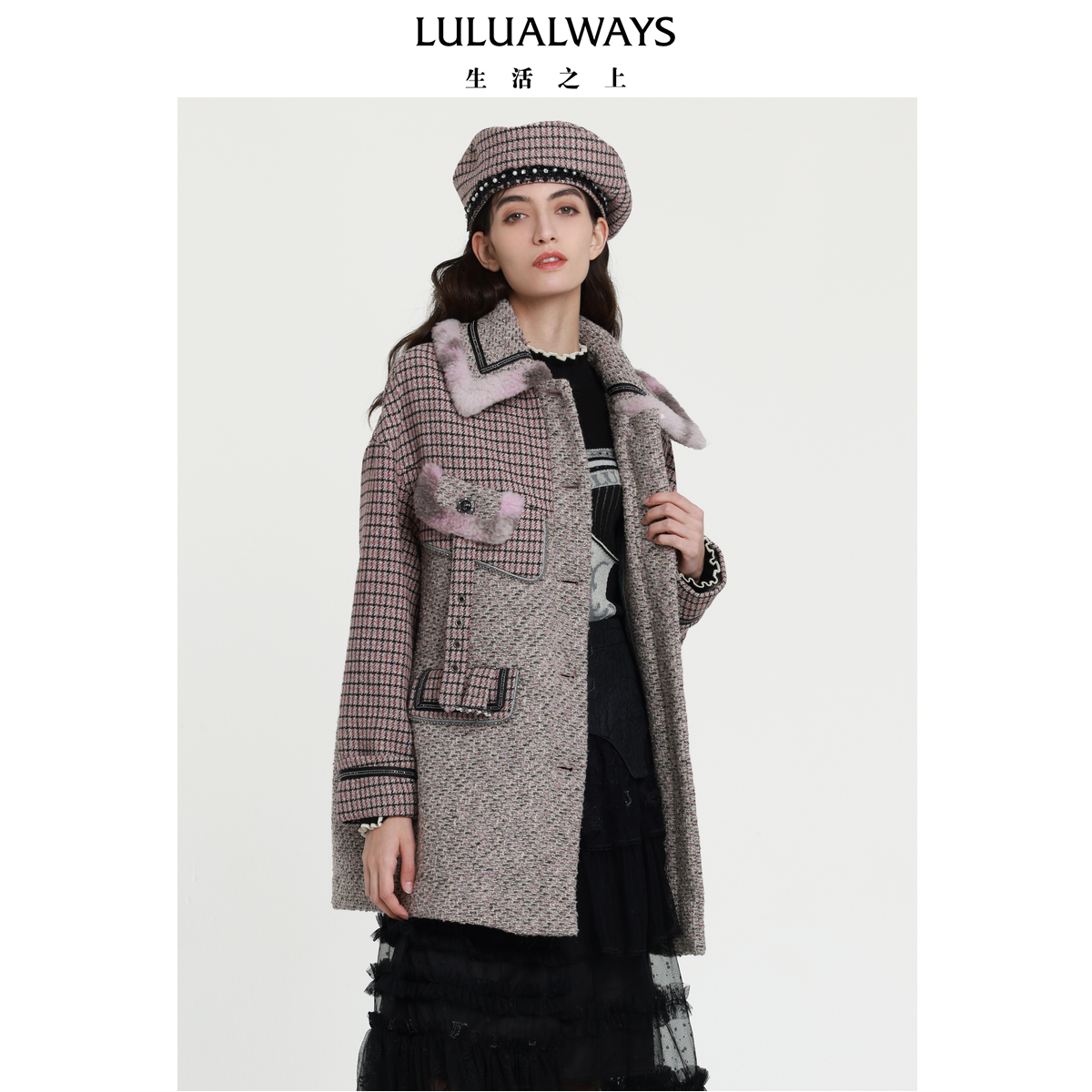 淑女中长款毛呢大衣lulualways