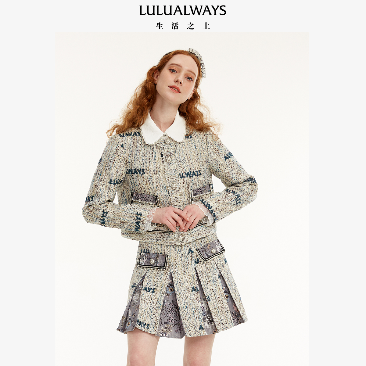 LULUALWAYS圆领单排扣长袖短外套