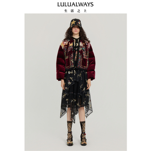 LULUALWAYS【商场同款】25冬季新款复古风【玫瑰骑士】短款羽绒服