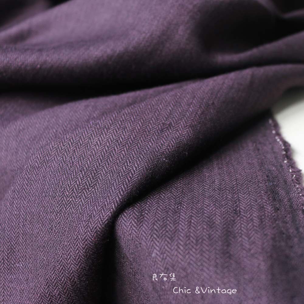 良布集 法国进口人字纹提花色织砂洗毛麻混纺布料 设计师服装面料