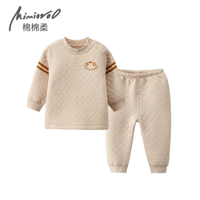 儿童保暖内衣套装秋冬宝宝夹棉秋衣秋裤冬季睡衣男童女童纯棉家居