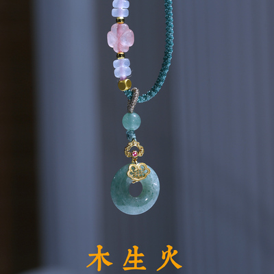 补木生火平安扣转运珠毛衣链项链
