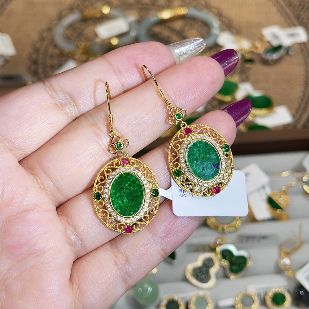 国风通体银镀金缅料翡翠耳饰原580,饰品/流行首饰/时尚饰品新,手饰/手串,淘宝优惠券,粉丝福利购,淘宝优惠卷