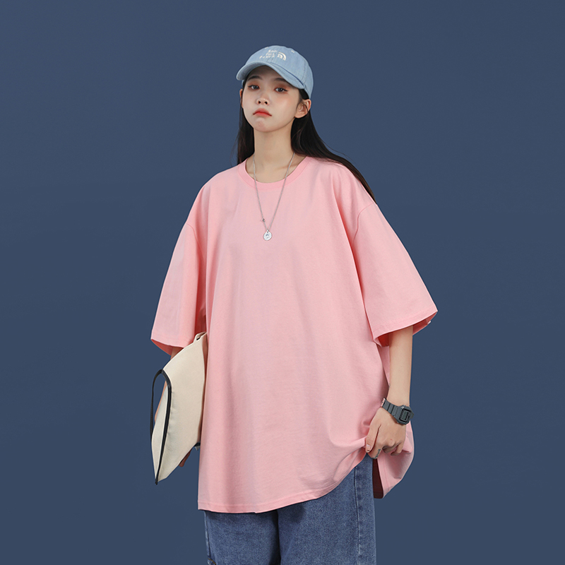 TX01宝蓝拿货15纯棉短袖男女夏季宽松大码纯色T恤上衣特价P14，女装T恤，电商A129