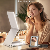 JACK&ROSE原装 轻薄便携化妆镜led带灯90度可升降折叠护肤镜 正品