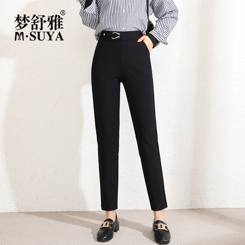 梦舒雅女裤直筒西裤女2022春季高腰显瘦垂感烟管裤休闲西装裤清仓