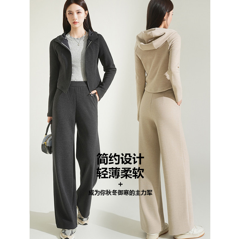 运动休闲套装女2025秋季新款双拉链连帽开衫外套两件套