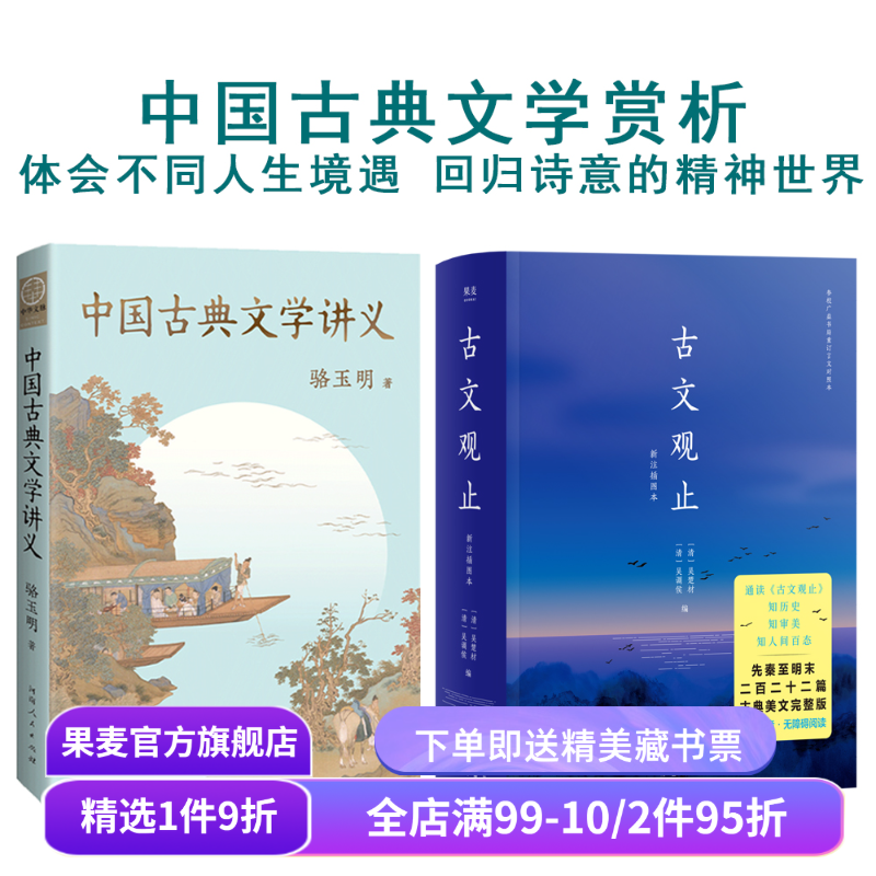 中国古典文学讲义+古文观止(套装2册) 复旦大学中文系名师 骆玉明 中国古典文学之美 果麦出品