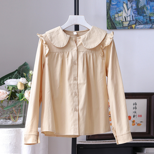 上衣衬衫 小个子娃娃领衬衣甜美设计感小众宽松长袖 女 法式 春秋新款
