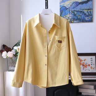 衬衣设计感小众女士上衣外搭外套 女洋气长袖 春秋新款 刺绣棉布衬衫