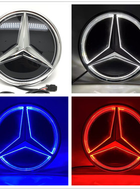 适用奔驰C180 C200 E260 E300L W205 W213改装镜面发光中网大标