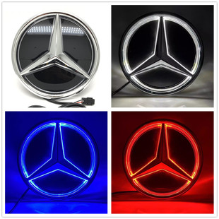 适用奔驰SLC级SL级SLK200SLK350/300改装LED实心镜面发光中网大标