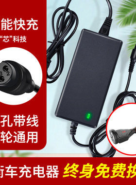 通用两轮儿童平衡车充电器36V电源阿尔郎三孔插头42V2A通用圆头