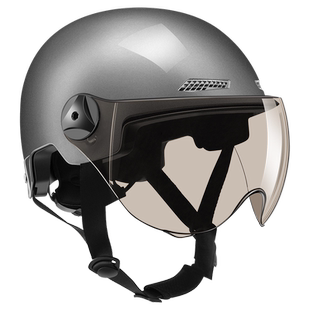 电动车头盔镜片夏季高清透明遮阳防晒短镜长镜头盔装饰猫耳安全帽