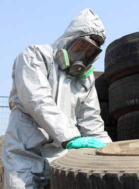 杜邦Tychem F级防护服连体全身带帽化学隔离衣喷漆防喷溅劳保服