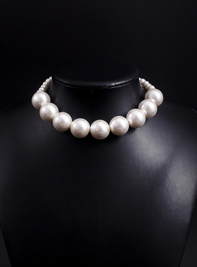 儿童时尚夸张仿珍珠短项链