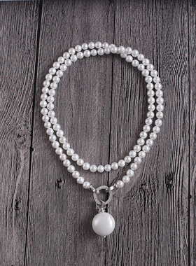正圆贝壳珍珠长款项链