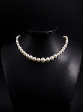 小香风渐变仿珍珠短项链