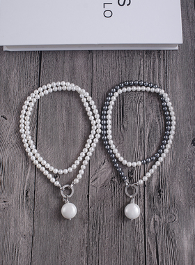 百搭仿珍珠长款圆珠毛衣链