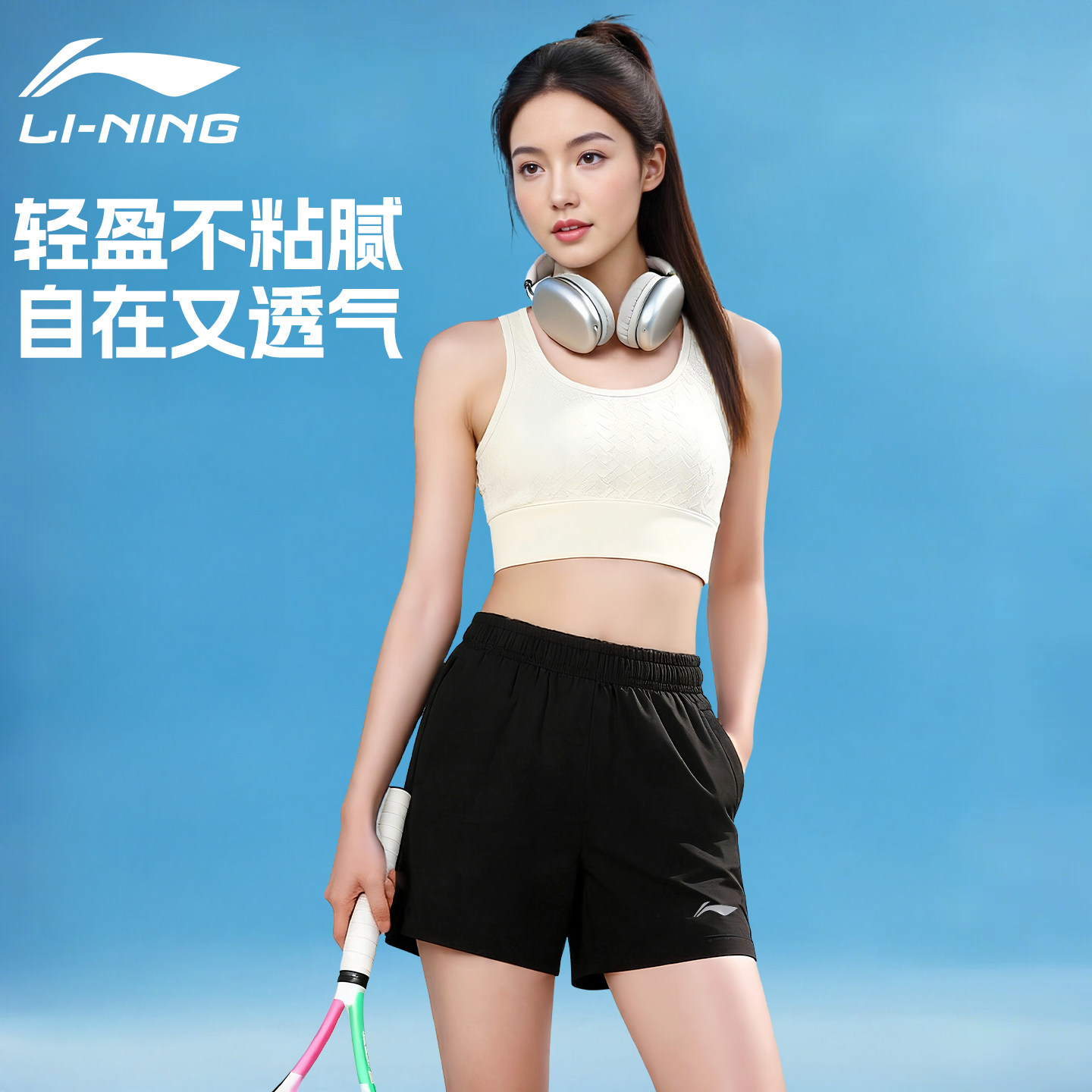 李宁运动短裤女夏季速干2026新款冰丝五分跑步专用羽毛球中考体育
