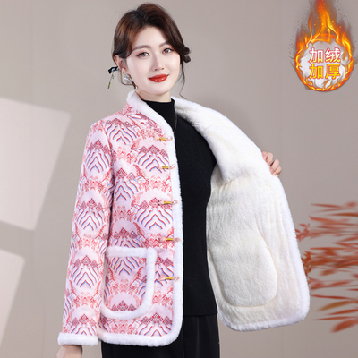 中老年妈妈冬装棉衣加绒加厚