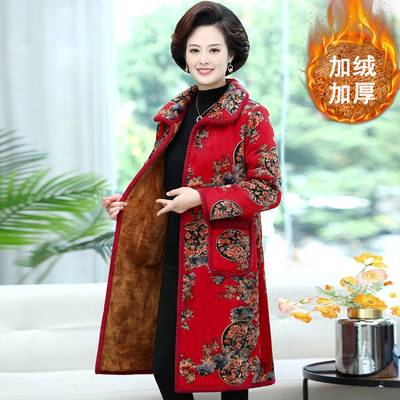 中老年妈妈棉衣中长款加绒加厚
