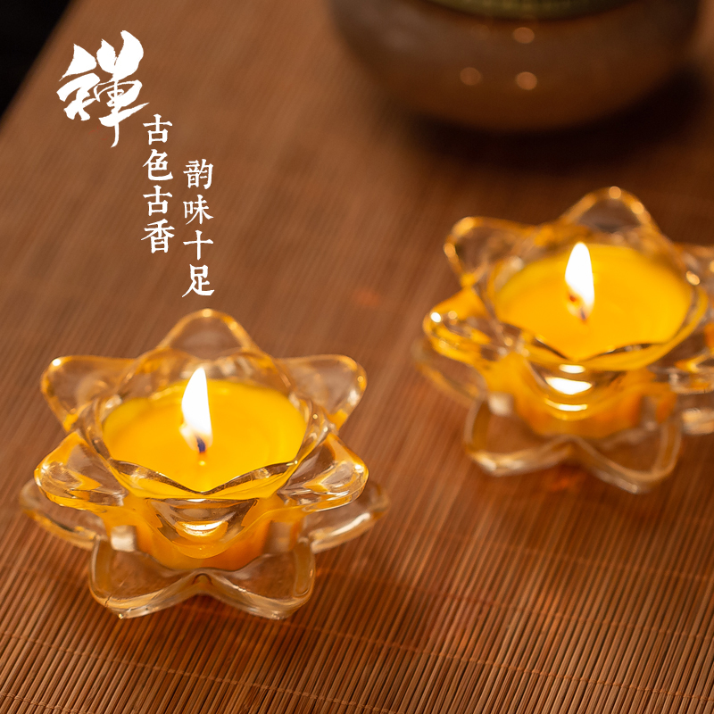 水晶供佛蜡烛台寺院玻璃酥油灯