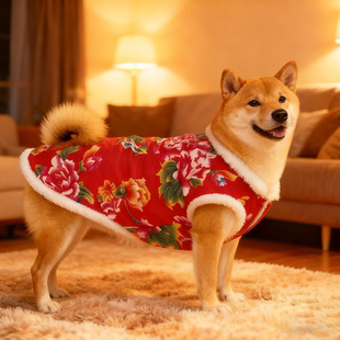 柴犬狗狗新年衣服秋冬季保暖加厚中小型犬黑柴豆柴喜庆过冬马甲衣