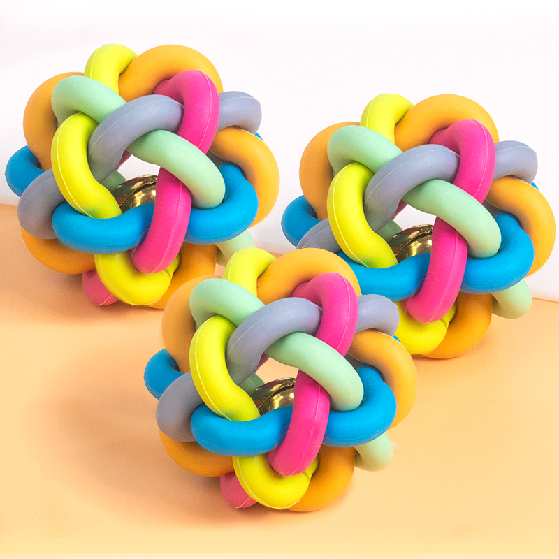 七彩铃铛磨牙耐咬发声玩具