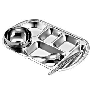 宇太 304不锈钢饭盒成人上班族食堂打饭快餐盒六格分格餐盘带盖