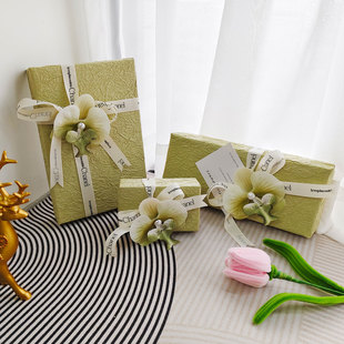 老公生日礼物包装纸高级感ins风 大尺寸包香烟盒送男友石纹纸绿色