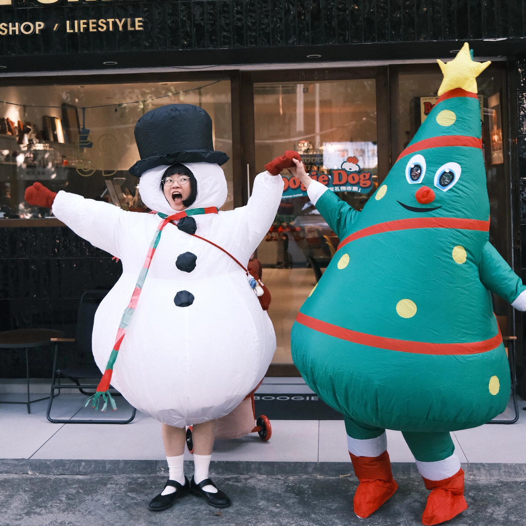 圣诞节cos服圣诞树充气服搞怪搞笑姜饼人服装气氛道具雪人cosplay