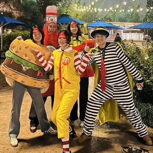 麦当劳叔叔薯条汉堡cos服爆米花cosplay服装女男搞怪派对衣服年会