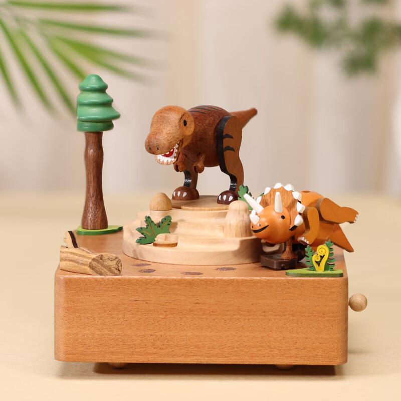 台湾木质恐龙音乐盒创意礼物