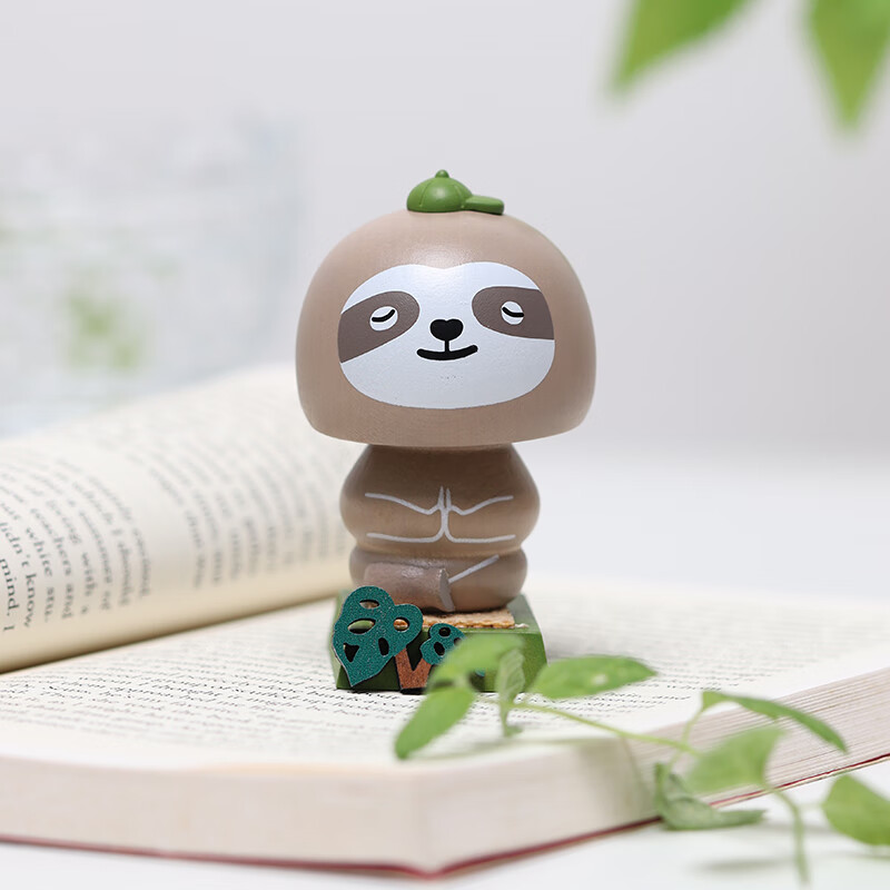 森活木趣车载摇头摆件弹簧恐龙实木木质公仔中控台汽车车内饰品