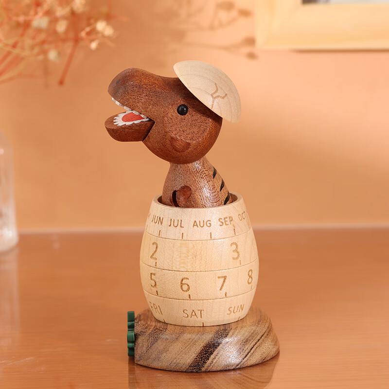 台湾木质暴龙万年历摆件